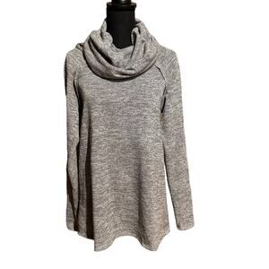 12 PM by Mon AmiGray Cowl Neck Long Line Tunic Sweater Women's S Small